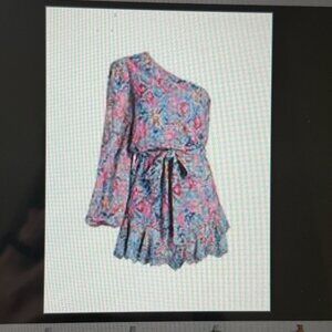 Women's Hemant and Nandita belted one shoulder minidress - floral print- size M